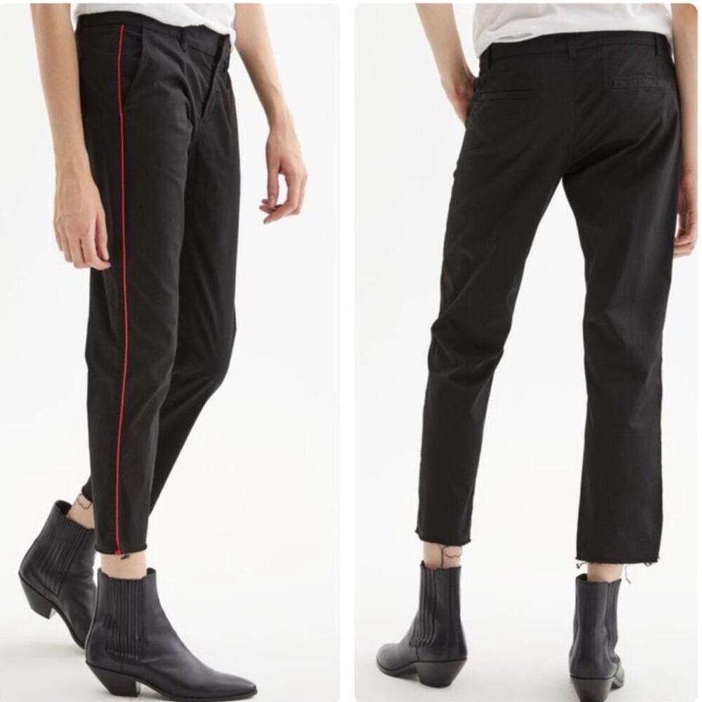 Nili Lotan Jenna Pant with Piping JET BLACK with RED PIPING